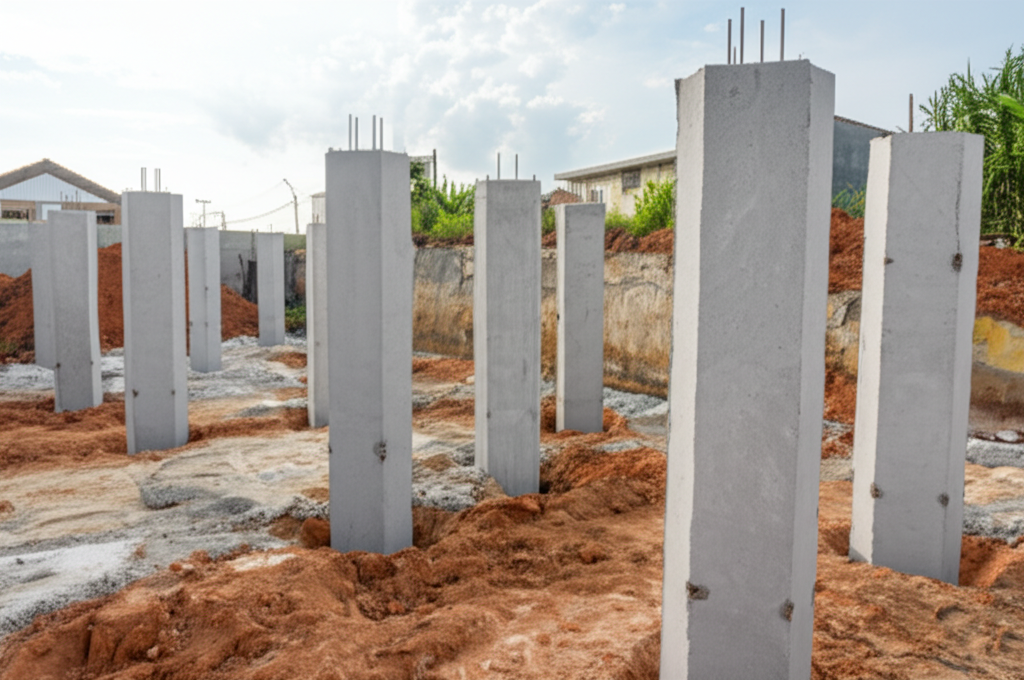 Estacas de concreto para construção